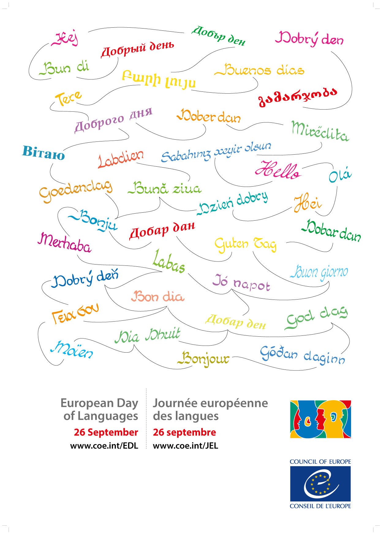 white poster multilingue European day of languages